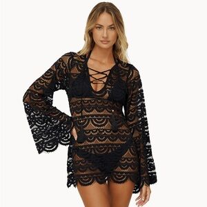 Pilyq Black Lace Swim Coverup WATER LILY NOAH TUNIC